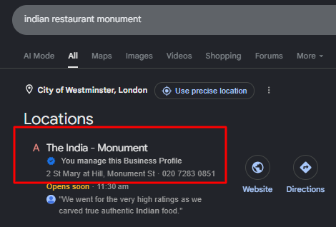 The India Monument local Google ranking improvement